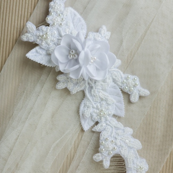 Beaded Lace Bridal Hairpiece. Wedding Headpiece.